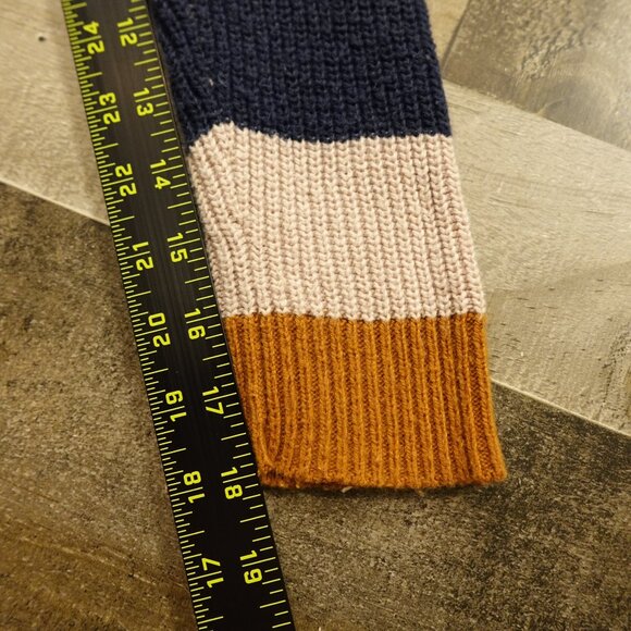 Madewell Thompson Pocket Pullover Sweater in Rainbow Stripe Heather Fawn Small - Picture 5 of 9